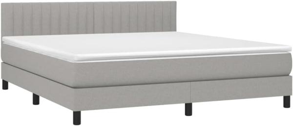 vidaXL Boxspringbett mit Matratze & LED Hellgrau 160x200 cm Stoff 3133325