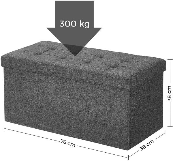 Faltbare Sitzbank 80 L Truhenbank Halbdeckel seitlich klappbar belastbar bis 300 kg 76 x 38 x 38 cm dunkelgrau LSF46GYZ Bild 6