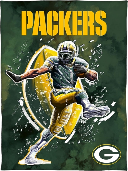 Wohndecke NFL Green Bay Packers Decke 150x200 cm Wellsoft Kuscheldecke Wohndecke, BERONAGE, passend zur Bettwäsche, ideal für Sofa, Couch, Bett, Auto, Camping