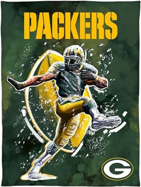 Wohndecke NFL Green Bay Packers Decke 150x200 cm Wellsoft Kuscheldecke Wohndecke, BERONAGE, passend zur Bettwäsche, ideal für Sofa, Couch, Bett, Auto, Camping