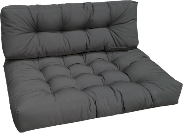 Outdoor Palettenkissen Set MONACO, (1 Sitzkissen + 1 Rückenkissen) in anthrazit anthrazit
