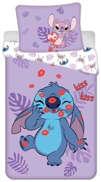 Disney Lilo & Stitch Bettwäsche-Set 140x200 cm + 70x90 cm aus 100% Baumwolle mit Reißverschluss