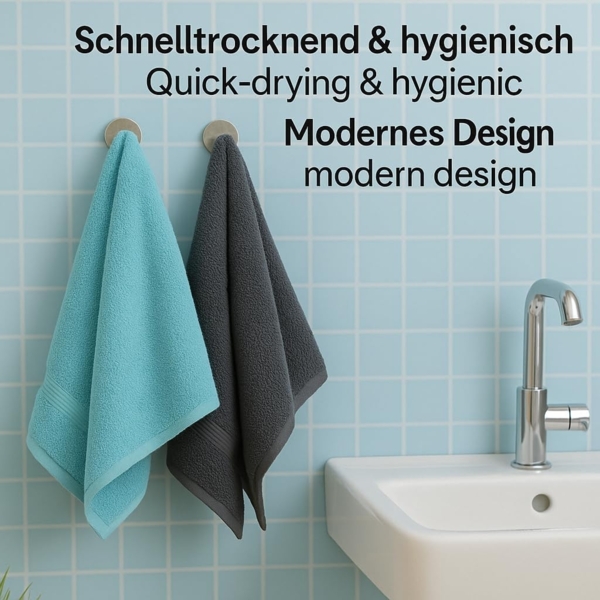 Betz Handtücher 6 Stück Handtücher Palermo 50x100 cm Farbe anthrazit und türkis, 100% Baumwolle Bild 6