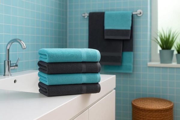 Betz Handtücher 6 Stück Handtücher Palermo 50x100 cm Farbe anthrazit und türkis, 100% Baumwolle Bild 2