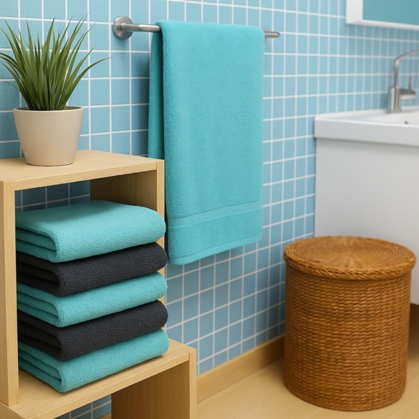 Betz Handtücher 6 Stück Handtücher Palermo 50x100 cm Farbe anthrazit und türkis, 100% Baumwolle Bild 3