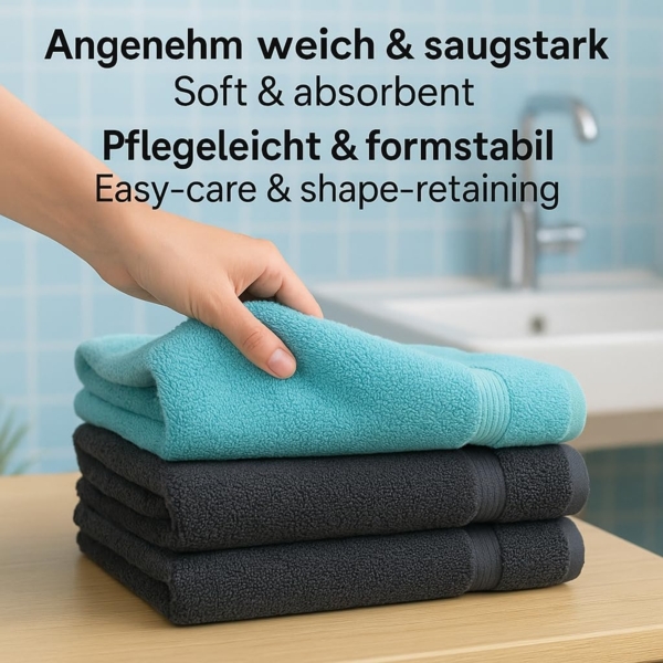 Betz Handtücher 6 Stück Handtücher Palermo 50x100 cm Farbe anthrazit und türkis, 100% Baumwolle Bild 5