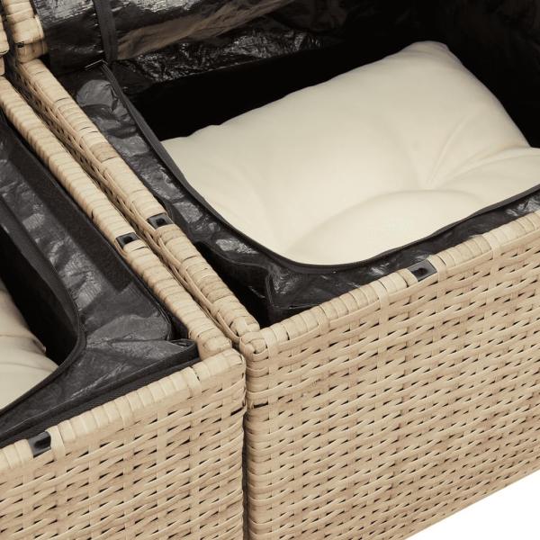 vidaXL 6-tlg. Garten-Sofagarnitur mit Kissen Beige Poly Rattan 3257773 Bild 7