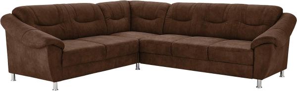 Cavadore Ecksofa Salisa mit Federkern / Polsterecke im klassischen Design / inkl. Bettfunktion / 264 x 86 x 244 / Mikrofaser Hellbraun