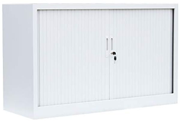 Querrollladenschrank Sideboard 120cm breit Stahl Büro Aktenschrank Rolladenschrank Weiß (HxBxT) 750 x 1200 x 460 mm / 555127