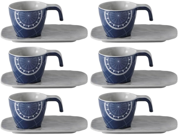 Espressotasse mit Welle Untersetzer, Melamin, Pacific - Serie 6er Set