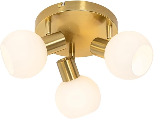Qazqa LED Aufbaustrahler Anouk, ohne Leuchtmittel, E14, Gold, Art Deco, Glas, 3-flammig