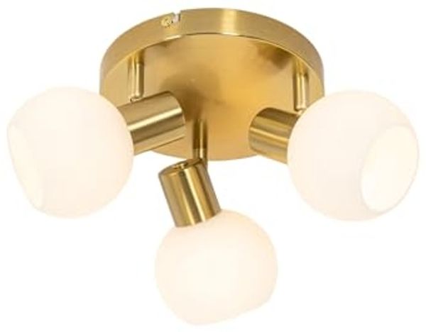 Qazqa LED Aufbaustrahler Anouk, ohne Leuchtmittel, E14, Gold, Art Deco, Glas, 3-flammig