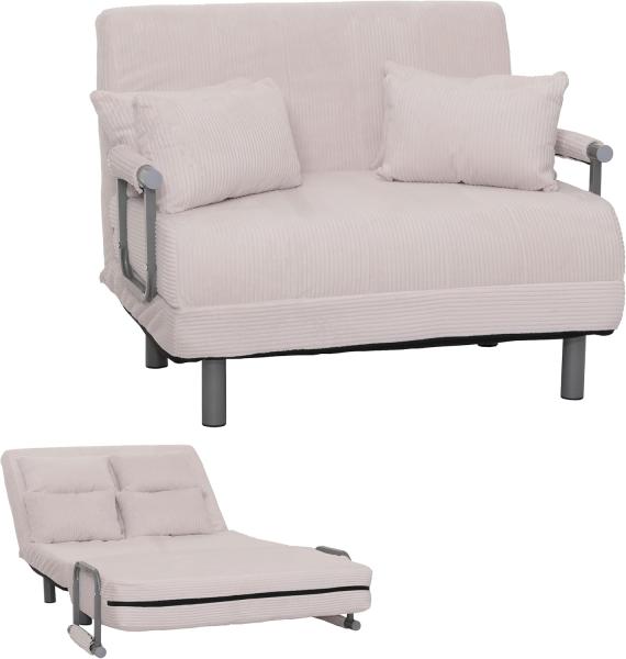 Mendler Schlafsessel HWC-K29, Klappsessel Schlafsofa Gästebett, Liegefläche 190x100cm, Stoff Cord (330g/m²) ~ creme-weiß