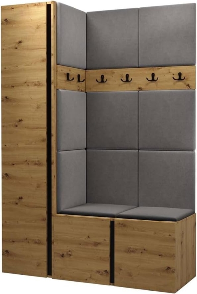 Garderoben-Set Monati IX, Artisan Eiche / Artisan Eiche + Schwarz, Farbe: Manila 16