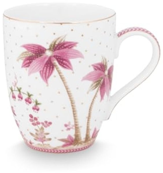 PiP Studio Becher Jolie Dots Gold Pink Becher Large 350ml, Porzellan