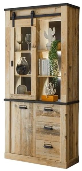 Vitrine Stove in Used Wood hell 93 x 201 cm