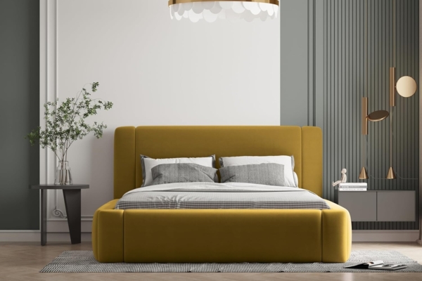 Polsterbett OLAF 180x200 mit Matratze, Bettkasten und Lattenrost. Farbe: VELUTTO 34