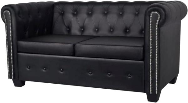 vidaXL Chesterfield-Sofa 2-Sitzer Kunstleder Schwarz 242369