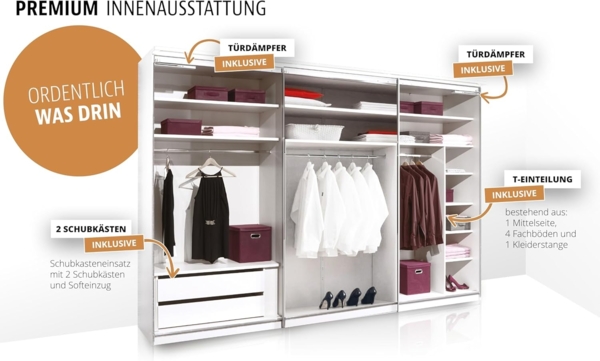 Staud Schwebetürenschrank, Holzwerkstoff, Mocca, Premium, 240cm / 280cm / 68 cm (H/B/T) Bild 3