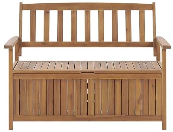 Gartenbank SOVANA 120 cm mit Stauraum Akazienholz Heller Holzfarbton