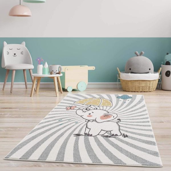 Carpet City Kinderteppich Anime9388, rechteckig, Höhe: 11 mm, Spielteppich, Elefant, Weicher Flor, Pflegeleicht, Kinderzimmer