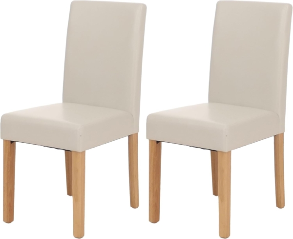 2er-Set Esszimmerstuhl Stuhl Küchenstuhl Littau ~ Kunstleder, weiß, helle Beine