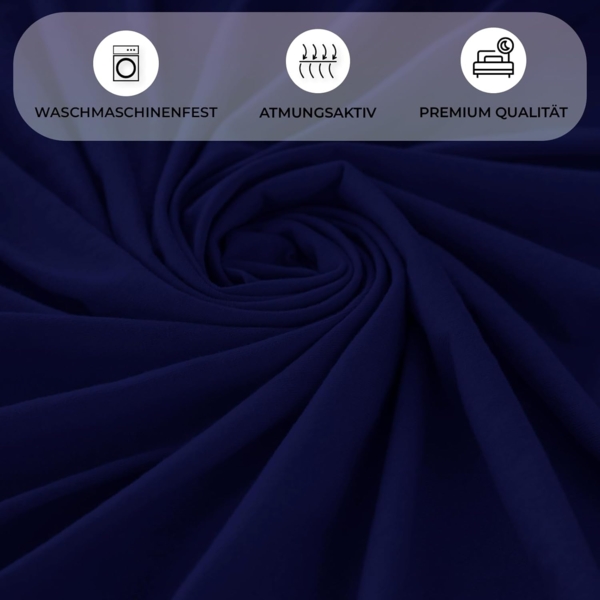 Buymax® Spannbettlaken 100x200 cm Doppelpack 100% Baumwolle Spannbetttuch Bettlaken Jersey, Matratzenhöhe bis 25 cm, Farbe Marineblau Bild 5