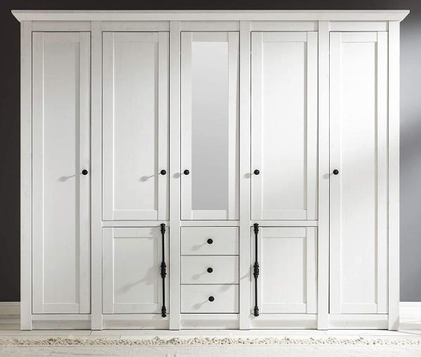 'Hooge' Kleiderschrank in Pinie weiß, 236 x 206 cm