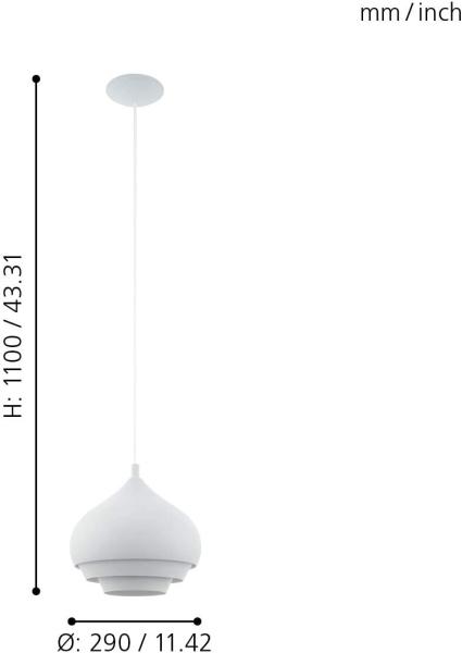 Eglo 96883 Hängeleuchte CAMBORNE Ø 29cm dimmbar in weiß Bild 5