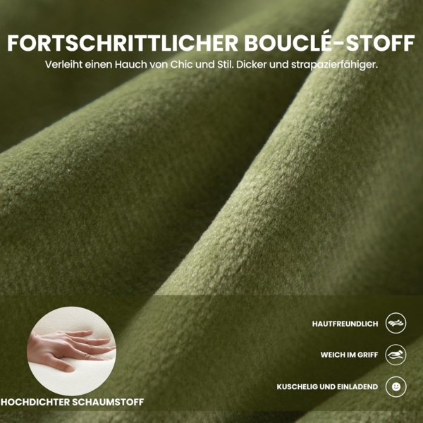 COLAMY Modern Velvet Ohrensessel 2er Set, Gepolsterter Sessel Wohnzimmer, Bequemer Runder loungesessel mit 3 Beinen für Wohnzimmer, Schlafzimmer, Leseecke, Grün Bild 6