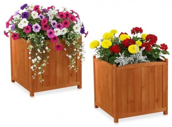 Melko Pflanzkübel Blumenkasten 2 Stück Pflanztrog 50cm Blumentopf Eckig Blumenständer (Set, 2 St, Blumenkasten), Innenfolie