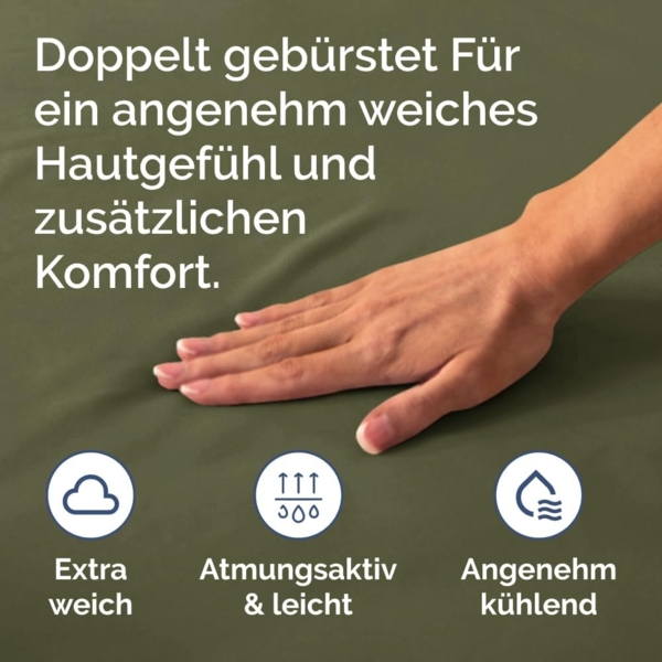 Spannbettlaken 140x200 cm - Extra Tiefes Spannbetttuch für Matratzen bis 40 cm (16") Höhe - Weiche Gebürstete Mikrofaser - Knitterfrei, Schrumpf- & Farbbeständig - Oeko-TEX - Salbei Grün Bettlaken Bild 5