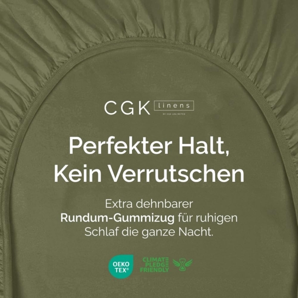 Spannbettlaken 140x200 cm - Extra Tiefes Spannbetttuch für Matratzen bis 40 cm (16") Höhe - Weiche Gebürstete Mikrofaser - Knitterfrei, Schrumpf- & Farbbeständig - Oeko-TEX - Salbei Grün Bettlaken Bild 2