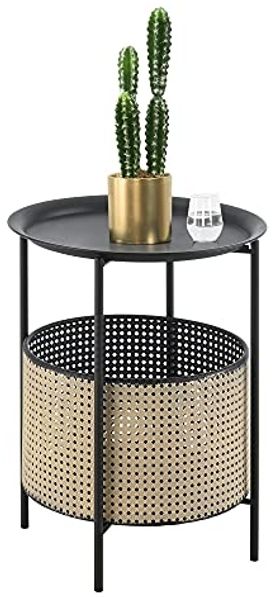 Beistelltisch Beaumont 45x35cm Schwarz/Sandfarben en. casa