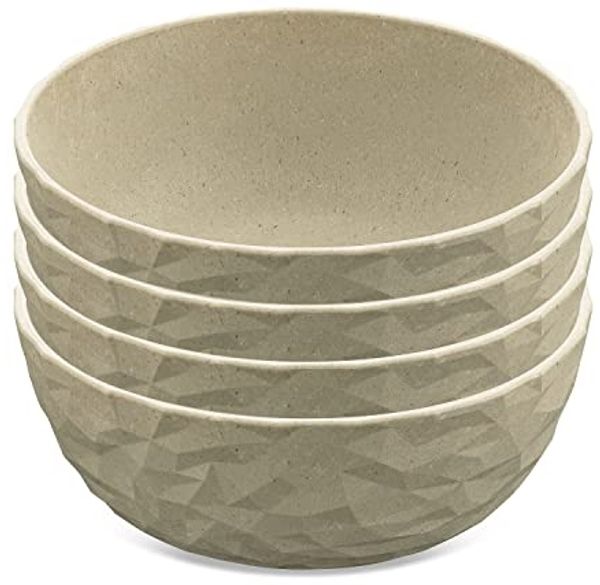 Koziol Schale 4er-Set Club Bowl, Schüsseln, Kunststoff-Holz-Mix, Nature Desert Sand, 700 ml, 5004700