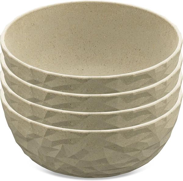 Koziol Schale 4er-Set Club Bowl, Schüsseln, Kunststoff-Holz-Mix, Nature Desert Sand, 700 ml, 5004700