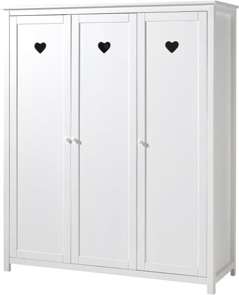 Kleiderschrank >AMORI< in Weiß aus Massiv Kiefer und MDF - 159x190,5x57 (BxHxT)