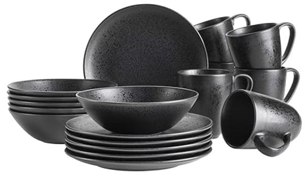 MÄSER Frühstücks-Geschirrset ESSENTIAL, Frühstücks Set, Steinzeug (18-tlg), 6 Personen, Steinzeug, Geschirr-Set, Service