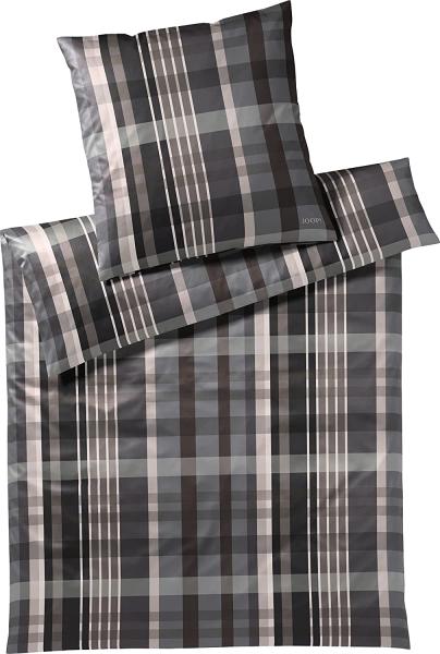 Joop! Mako-Satin Bettwäsche 135x200 Checks stone Karo grau taupe 4098-9