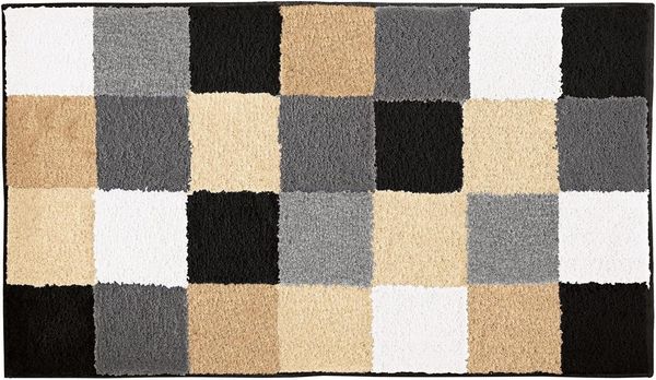 Kleine Wolke Badematte Caro, Höhe 25 mm, rutschhemmend beschichtet, fußbodenheizungsgeeignet, Kunstfaser, rechteckig, Badteppich, modernes Karo-Muster, Pastell-Farben, waschbar