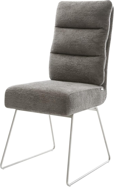 Esszimmerstuhl Pela-Flex Bouclé Soft Schlamm Kufengestell Edelstahl Taschenfederkern