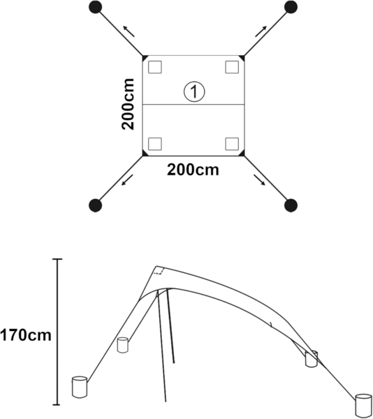 Strandzelt Bernheze 200x200x170cm Blau [pro. tec] Bild 3