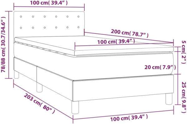 vidaXL Boxspringbett mit Matratze Weiß 100x200 cm Kunstleder 3141108 Bild 2