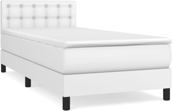 vidaXL Boxspringbett mit Matratze Weiß 100x200 cm Kunstleder 3141108 Bild 3