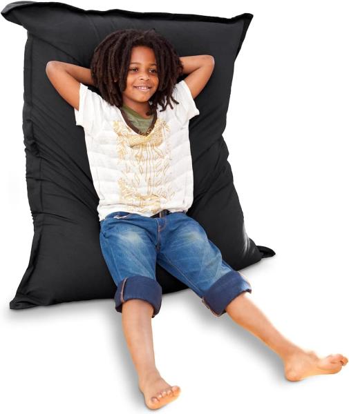 Original SMOOTHY® Cotton Junior Indoor XL Sitzsack 250L Riesensitzsack Sitzkissen Sessel aus Baumwolle; Perfekt für Kinder (140x110 cm, Mitternachts-Schwarz) Bild 3