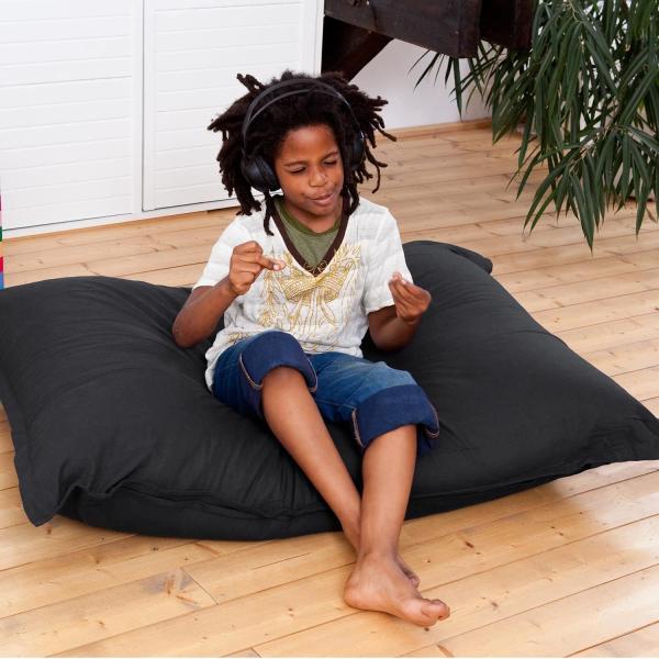 Original SMOOTHY® Cotton Junior Indoor XL Sitzsack 250L Riesensitzsack Sitzkissen Sessel aus Baumwolle; Perfekt für Kinder (140x110 cm, Mitternachts-Schwarz) Bild 2