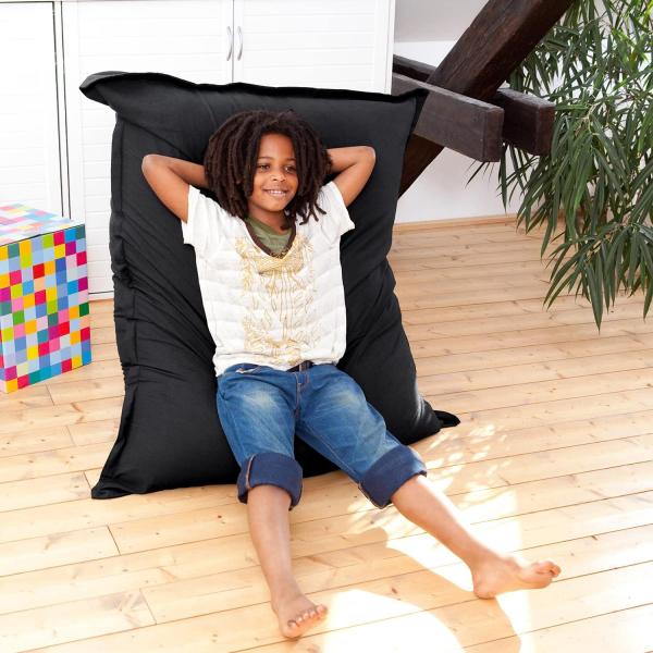 Original SMOOTHY® Cotton Junior Indoor XL Sitzsack 250L Riesensitzsack Sitzkissen Sessel aus Baumwolle; Perfekt für Kinder (140x110 cm, Mitternachts-Schwarz) Bild 4