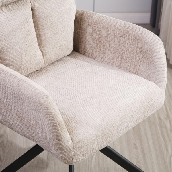 HOME DELUXE Esszimmerstuhl mit Armlehne ALUNA Chenille - 9er Set Beige Bild 5