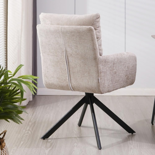 HOME DELUXE Esszimmerstuhl mit Armlehne ALUNA Chenille - 9er Set Beige Bild 4