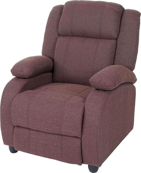 Fernsehsessel Lincoln, Relaxsessel Liege Sessel, Stoff/Textil ~ mahagony